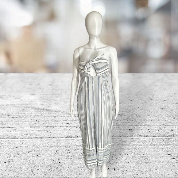 Red Carter 100% Cotton Strapless Striped Jumpsuit - Picture 1 of 8